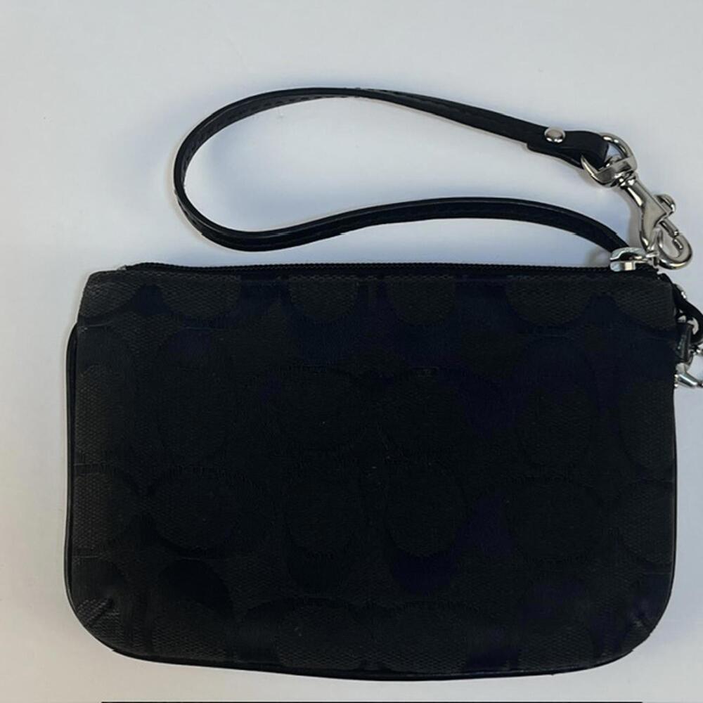 Coach Signature Black Wristlet Pouch - Picture 6 of 9